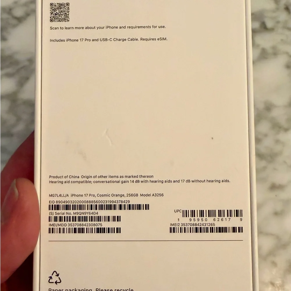 Apple iPhone 17 Pro 512gb Cosmic Orange EMPTY BOX ONLY